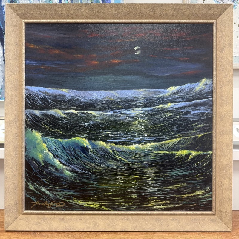 Ford Smith – “Clairvoyant Moon” Original Painting Acrylic On Canvas Framed 35×35