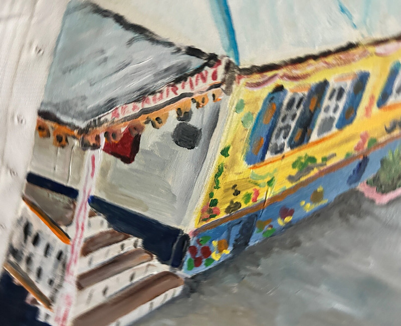 Caribbean Oil on Canvas L'Scargot Restaurant Philispburg St Maarten-23 x 31.5 gallery