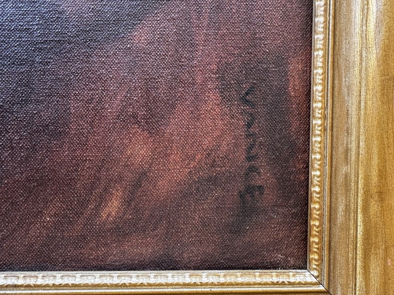 Framed Signed Portraiture Canvas Painting of Woman, Medium 20 in gallery
