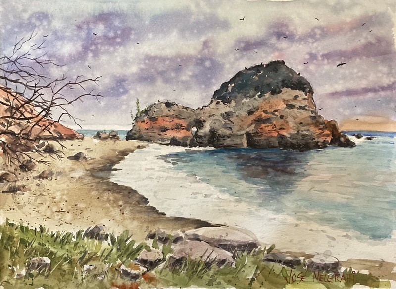 Original Painting in Watercolor «Southern California Coast” 15″x 11» NOT A PRINT