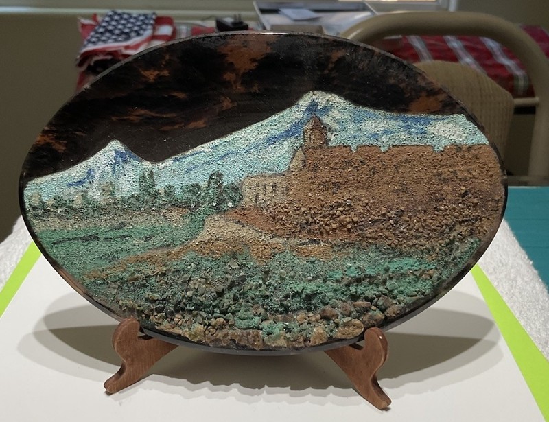 Hand Painted Texture Decorative Landscape With Stand Oval 7.5 X 5 in gallery