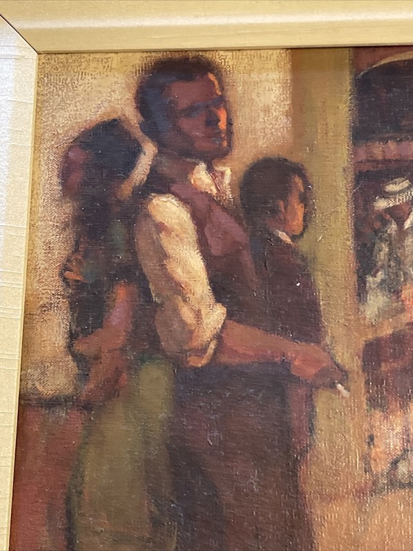 Mid Century Painting Portrait Figures Impressionism Signed Mystery Artist 1960’s gallery