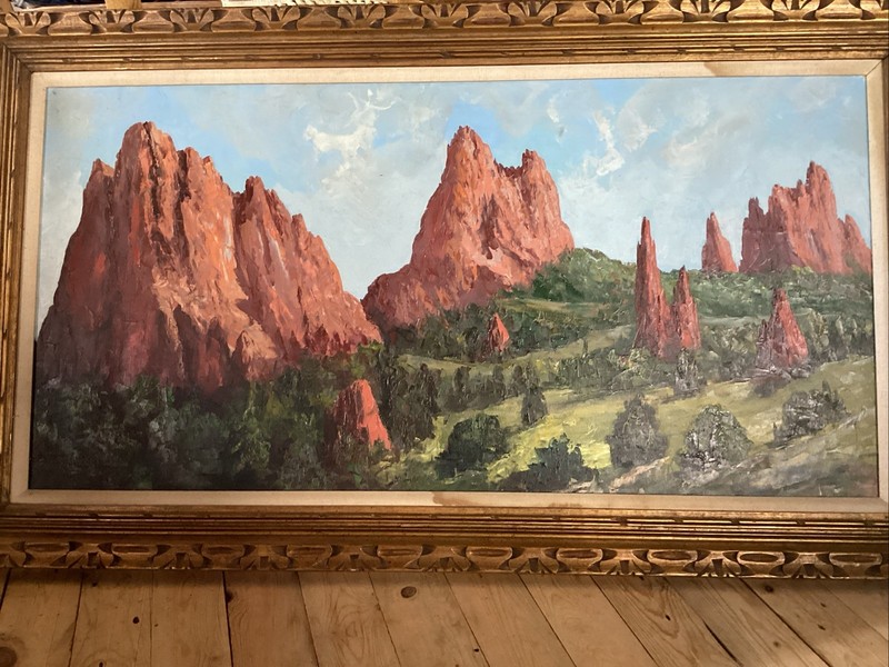 Oil Paint By F E D 1960 Framed Senora Landed Scape 48”x 24” Plus Frame 5”