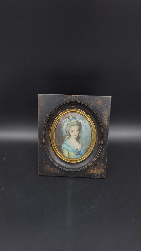 Antique 19th Century Miniature Portrait of a Lady, Signed