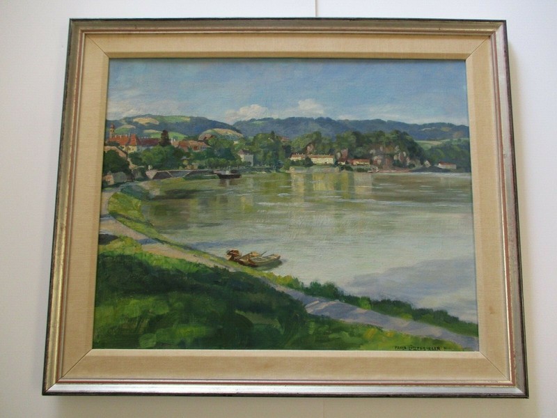VINTAGE IMPRESSIONIST LANDSCAPE OIL PAINTING IMPRESSIONISM LAKE WATER FRONT HOME