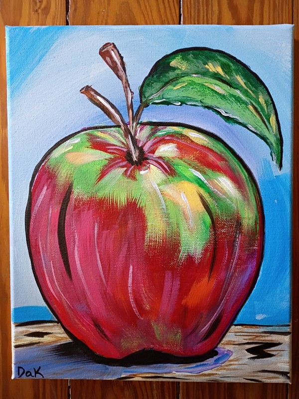 Red & Green Apple 8×10 Canvas Original Art Colorful Abstract Bold Expressionism