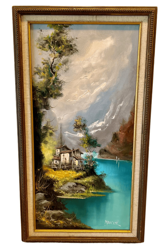 Original Oil Painting By Carlo Mancini (1829-1910), Wood Frame Signed, Vibrant