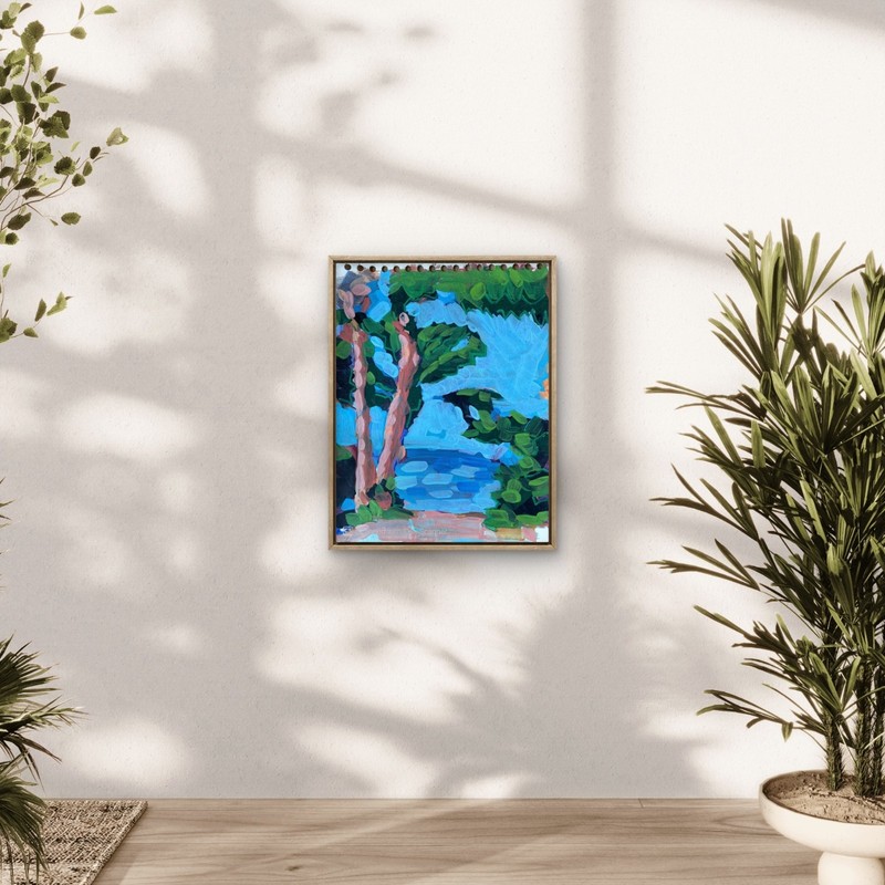 MER ORIGINAL LOOSE EXPRESSIVE TROPICAL LANDSCAPE POSTER PAPER ART 11X14 gallery