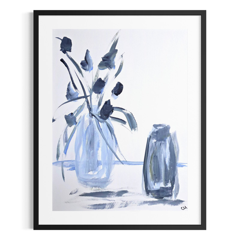 Original Acrylic 9×12 Abstract Botanical Painting Neutral Floral Signed Wall Art