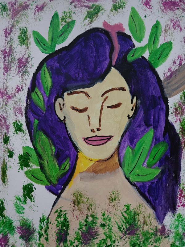 Neo Expressionism/Abstract Purple Haze Lady 11×14 Colorful Street Art Painting