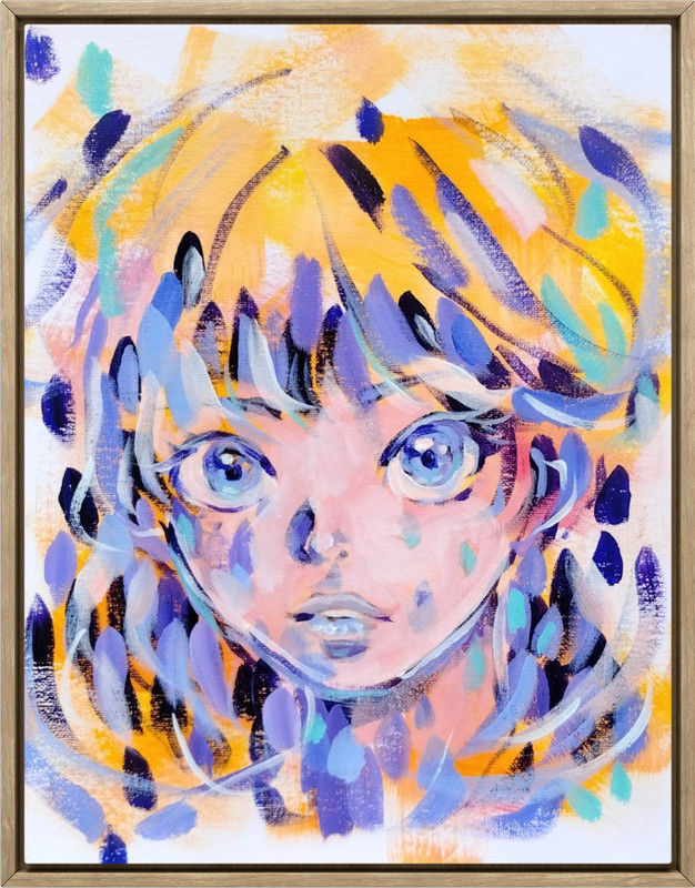 Anime Expressionism Acrylic Painting 14×11 Multicolor Original Wall Art Canvas