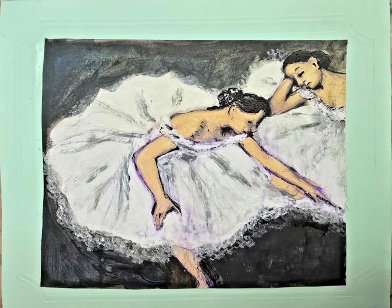 Hand Painted Acrylic Painting «Ballerinas.». Signed