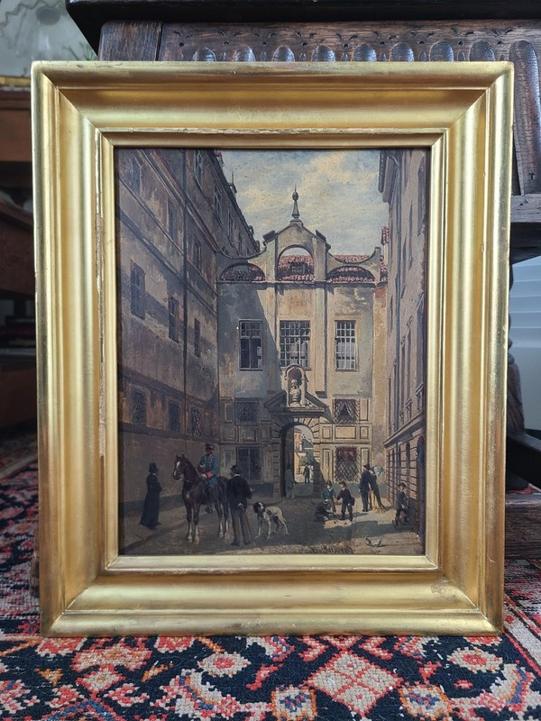 Otto Von Ruppert Antique Oil Painting Munich Herzog-Max-Burg Building