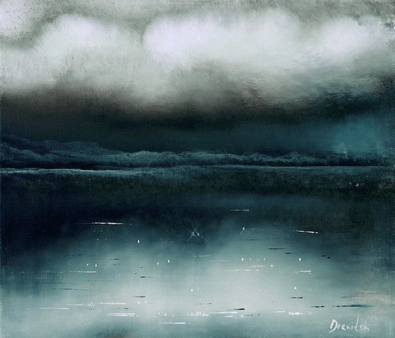 Original Acrylic Landscape Painting 12x14" Cloudy Day Wall Art gallery