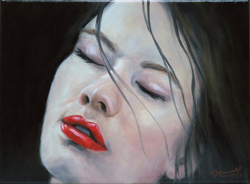 Oil Portrait Lilly Painting Original Picture on Canvas Art Painting Jannys ART