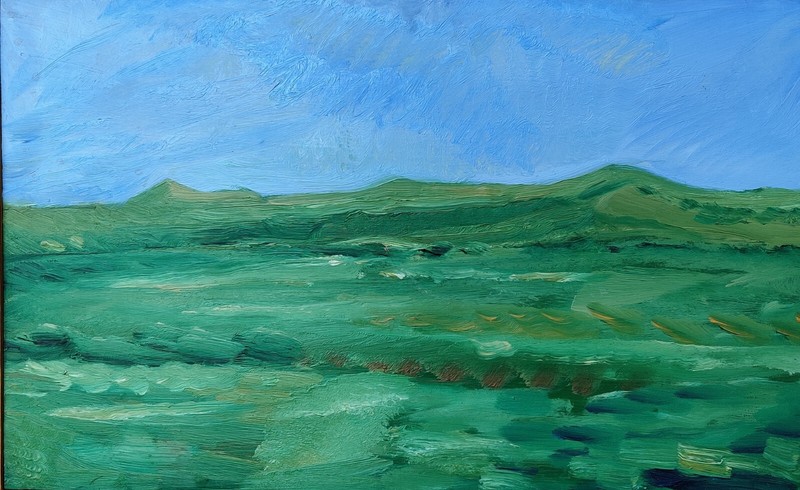 Per Baagoe (1946): GREEN LANDSCAPE, original oil painting. gallery