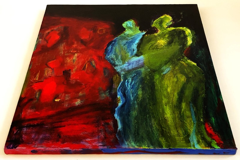MODERNIST FIGURAL ABSTRACT EXPRESSIONISM PAINTING 20 x 24 SAN DIEGO CALIFORNIA gallery