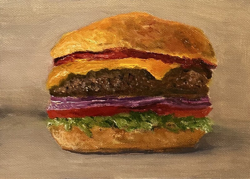 Cheeseburger With Everything- Original Oil Painting