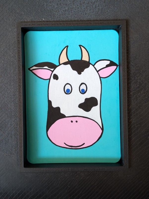 ACEO Original Hand Painted Acrylic Farm Animals Cow Face Art Card