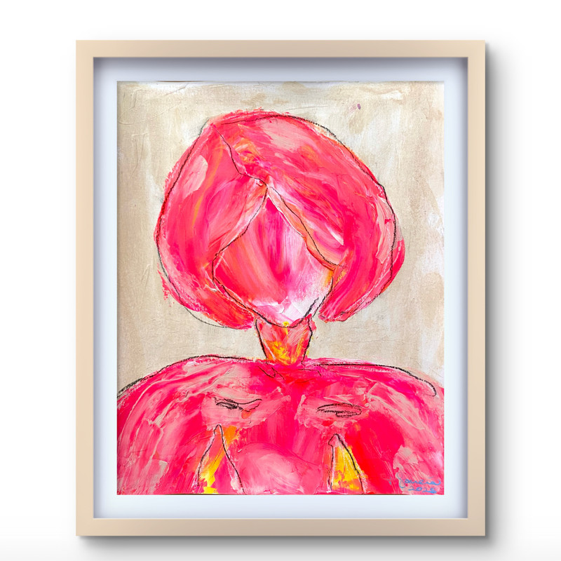 MUSE ERA 11X14 FIGURATIVE WOMAN ORIGINAL ART ABSTRACT COLORFUL PAPER PAINTING