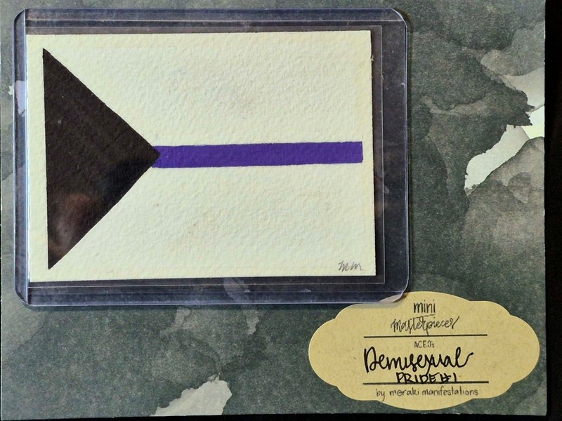 “DEMISEXUAL” PRIDE 1 MM#114-ACEO SIGNED PRIDE FLAG OOAK ACRYLIC LGBTQ PAINTING