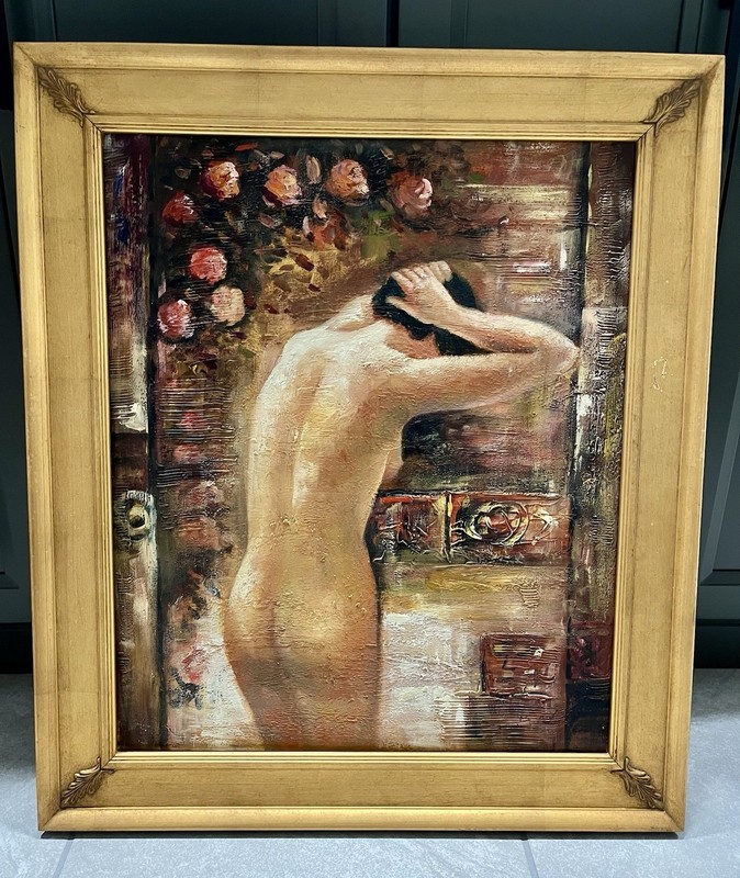 Large Golden Framed Original Oil Painting – 30”x25”