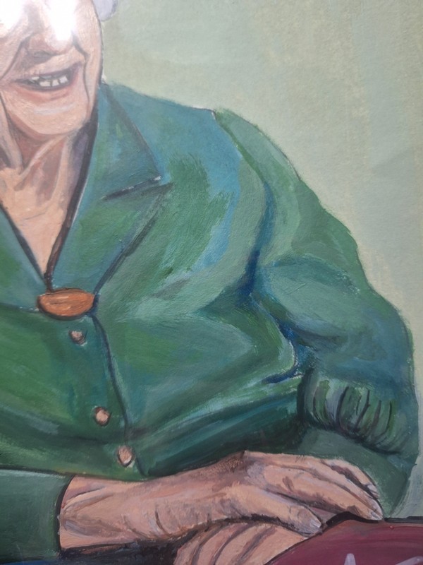 Contemporary Elderly Woman Acrylic 9x12 Canvas Paper Painting gallery