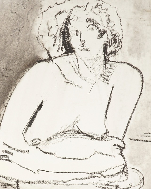 60s Faye Franklin Painting Conté Crayon Graphite Nude Woman Vintage Mid Century gallery