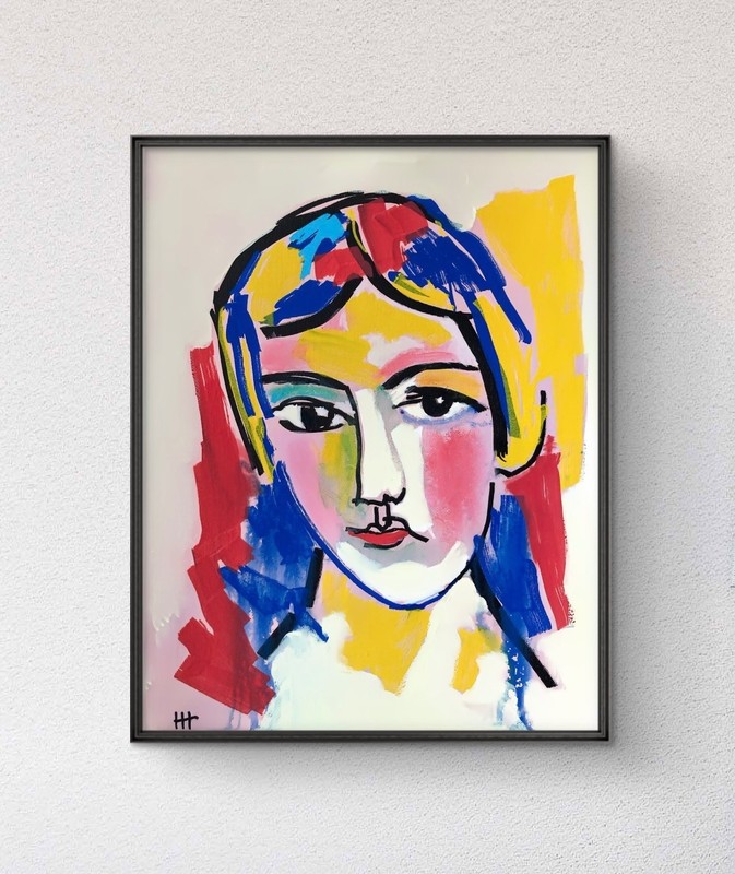 Original Portrait Expressionist Colorful Acrylic 11×14 Canvas, Holly Hammond