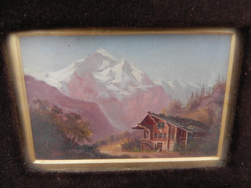 European Alps miniature antique panorama painting styl Hubert Sattler 1817-1904 gallery