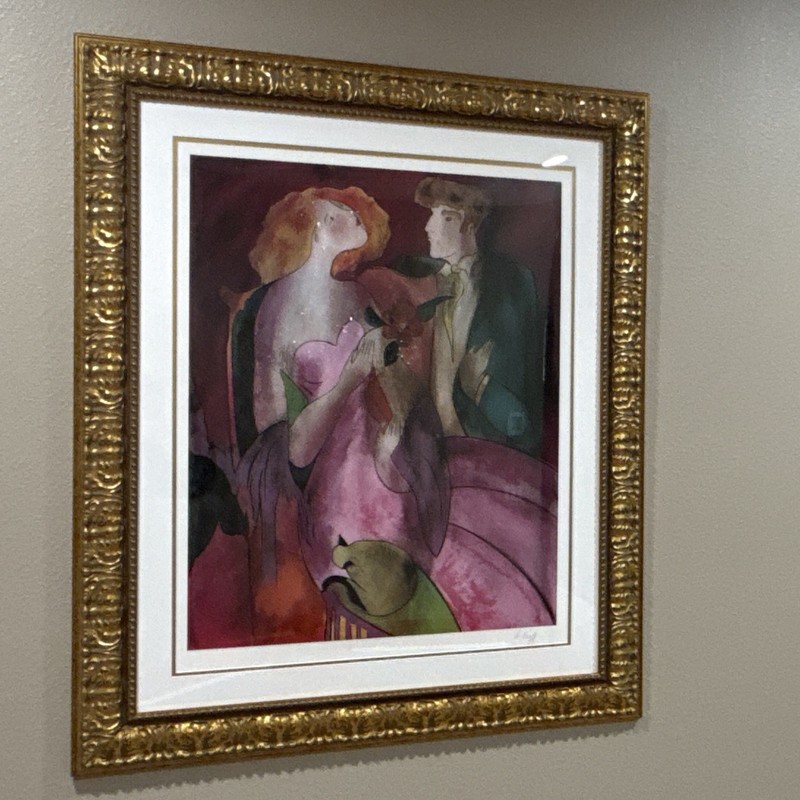 Modern Portrait Painting Women Figures Art – Matted & Framed Single Piece