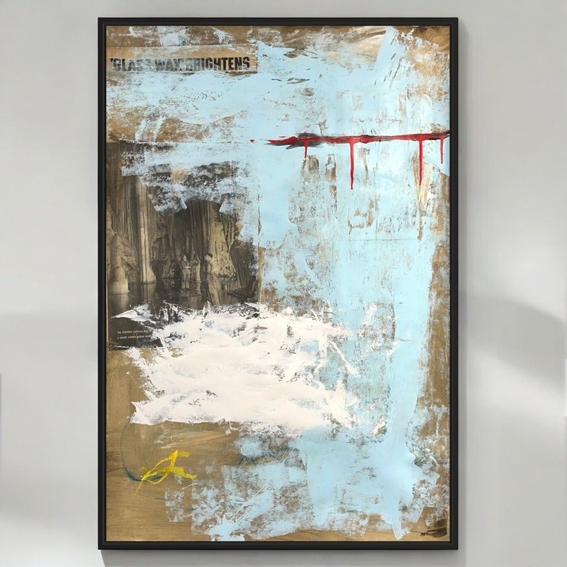 Original Mixed Media Abstract Modern Art Painting 24×36 «Glass Wax» Signed