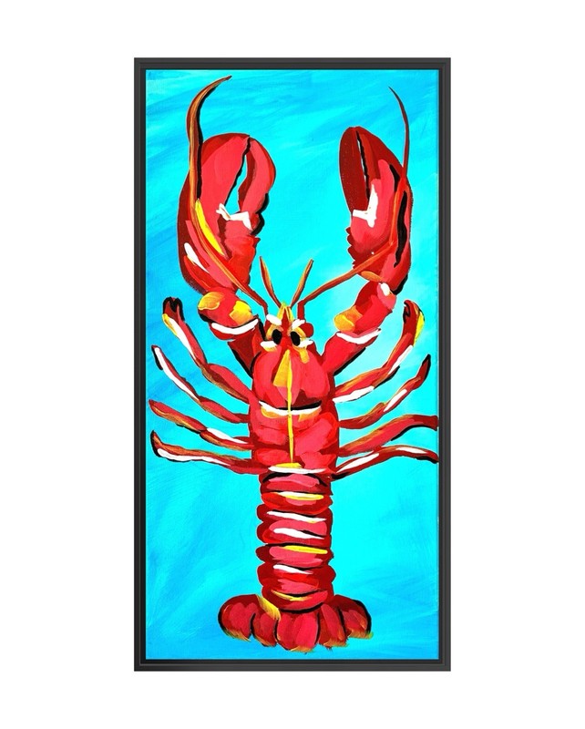 Red Lobster Original Painting 20×10 Canvas Contemporary Expressionism Home Decor