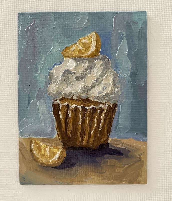 Cupcake Original Impressionist Oil Painting Still Life Food Art Kitchen Decor gallery