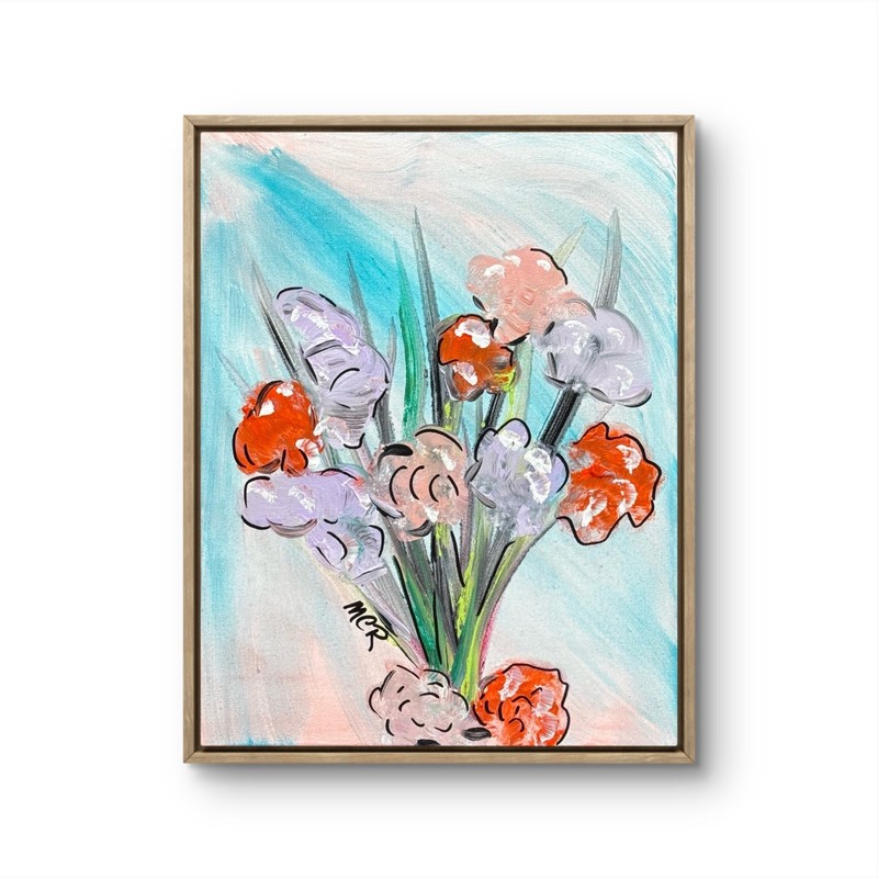 Original Signed Mixed Media First Flowers-7 Series Painting 11×14 Home Decor