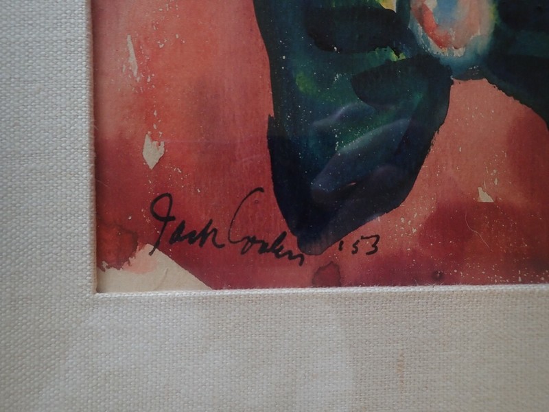 Pair JACK COOLEY Mardi Gras CLOWN PAINTINGS 1953 French Quarter NEW ORLEANS gallery