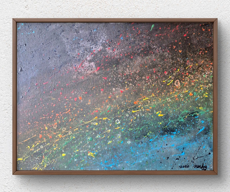 Original Contemporary 12×16 Galaxy Abstract Signed Acrylic Painting Canvas B023