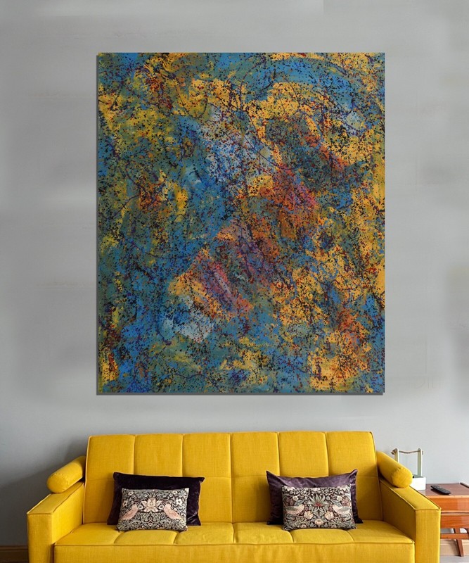 Jackson Pollock style Professional￼ Artist Canvas￼ painting￼ 72”X60”Abstract,6ft gallery