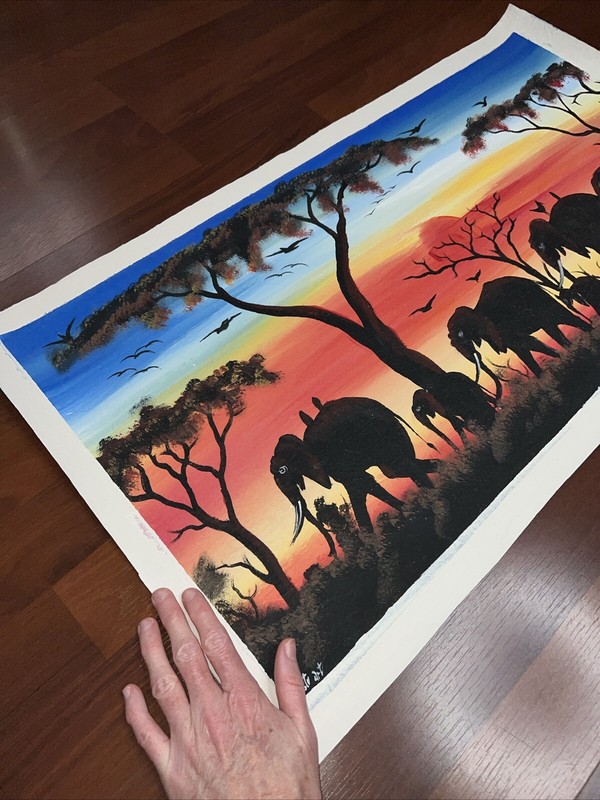 AUTHENTIC African Elephant Painting (NOT a Print or a Copy) African Art UNFRAMED gallery