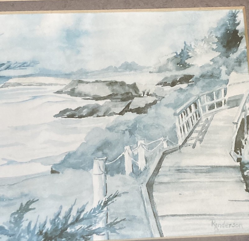 Framed Matted Watercolor Signed Ocean Coastal Art R. Anderson Ltd Ed Print 10/10 gallery