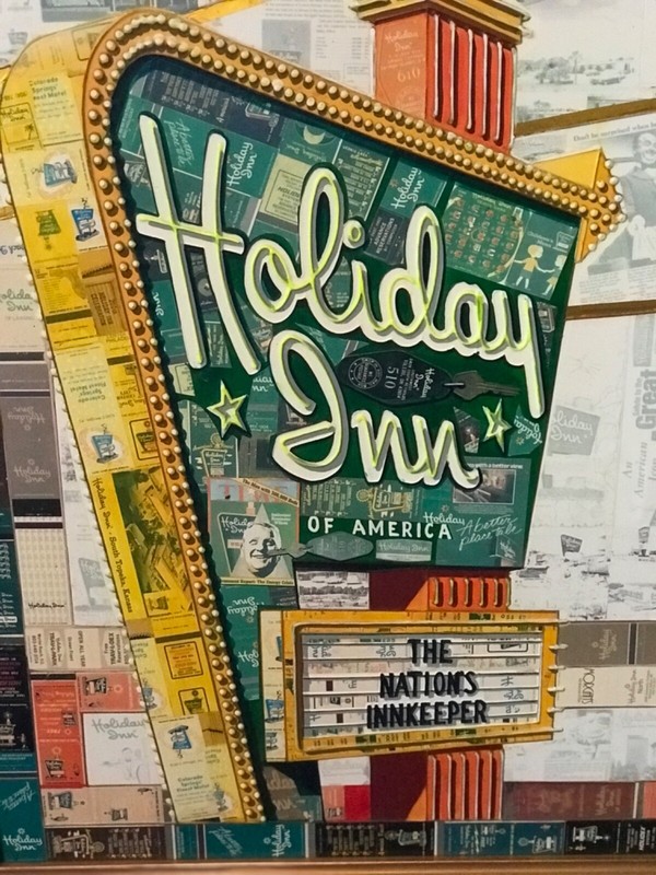 VINTAGE HOLIDAY INN SIGN PAINTING 43” X 36” FRAMED SIGNED BY DOUGLAS GIFFORD gallery