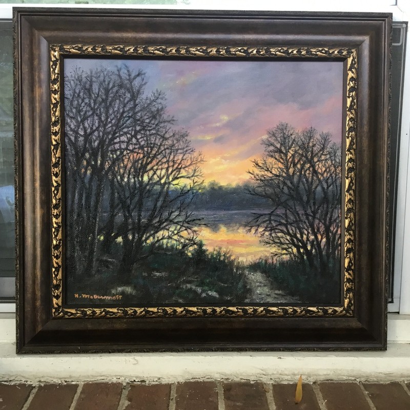 DOWN by the RIVER - landscape painting on 14.5x16.5 inch canvas by K. McDermott gallery