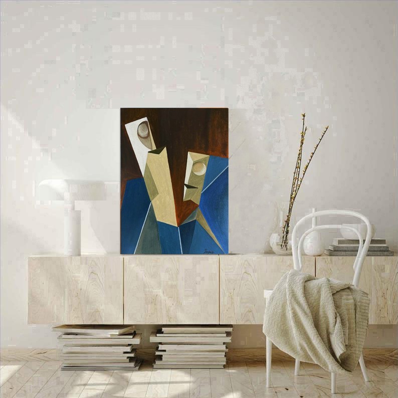 CUBIC Faces Original Art Geometric Painting Modern Abstract Wall Art Decor 12x16 gallery