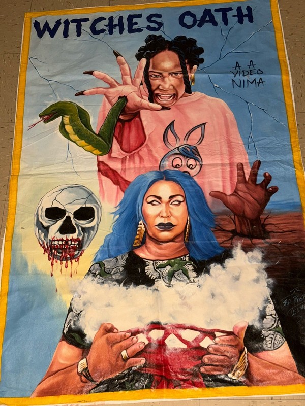 AWESOME HAND PAINTED AFRICAN MOVIE PAINTING WITCHES OATH SIGNED (AS IS!)