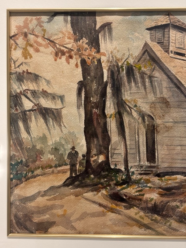 Striking Vintage Rural South Framed Watercolor Painting Americana Art Decor Gift gallery