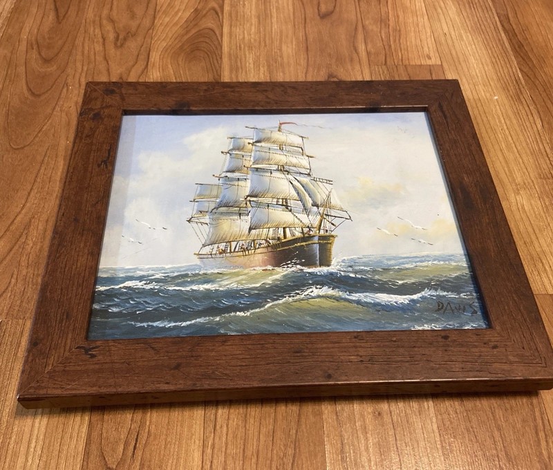 Hugh DAVIS Schooner Ship Seascape W/Birds Painting