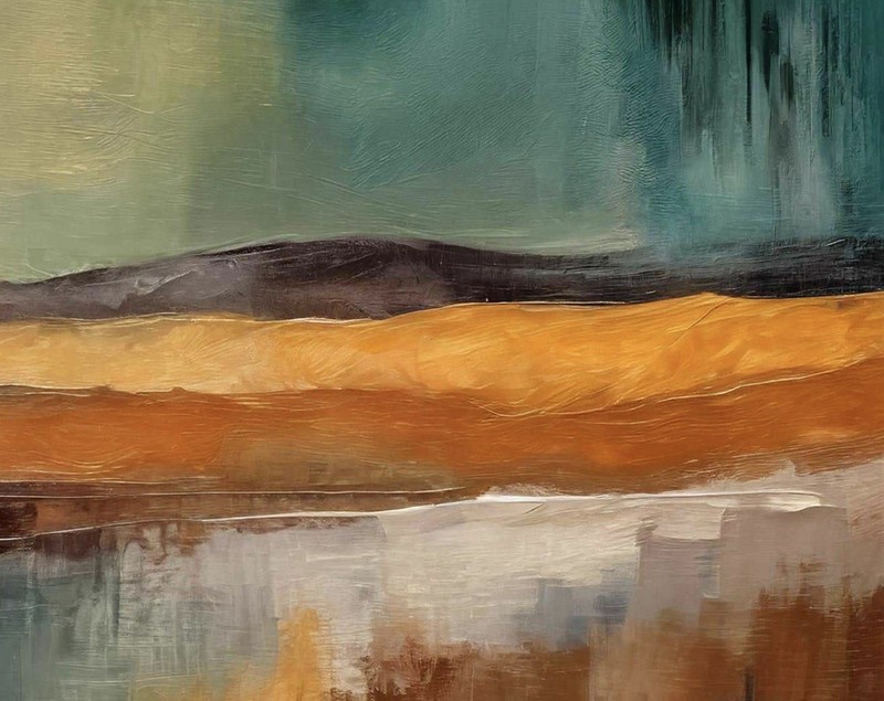 Original Oil Painting 30x24” American Abstract Landscape Teal Orange Art Signed gallery