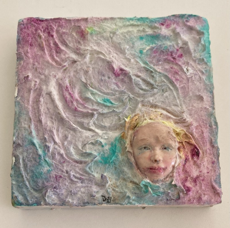 Contemporary Mixed Media Art Girl Swirling In Colors Dorothy Biggers Harmon 2011