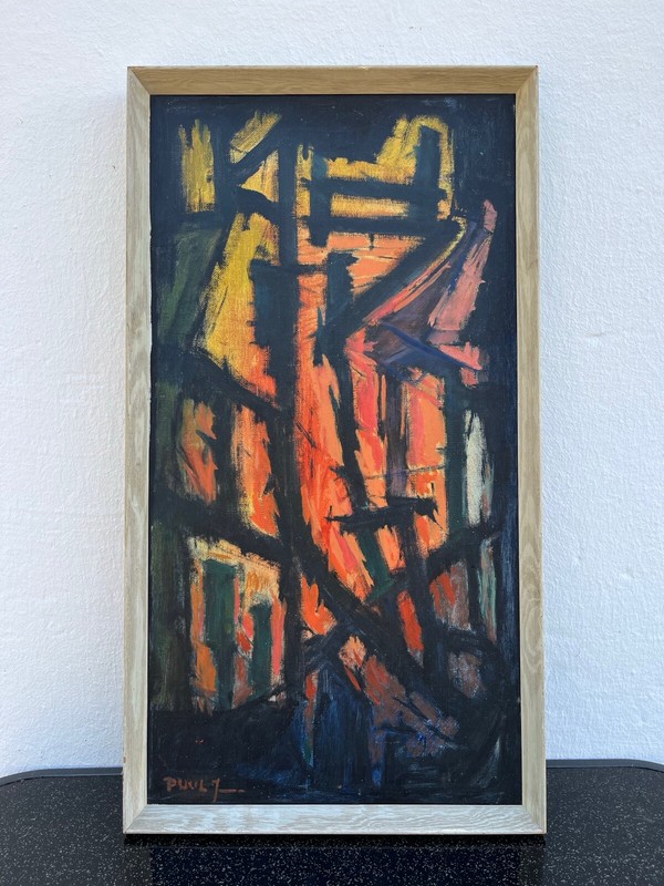 Oil Painting Abstract Composition Danish Midcentury Vintage Sixties gallery