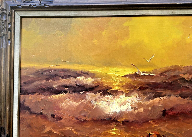 Karl Neumann (German, 1891-1985), Large Original O/C "Sunset Coastal Seascape" gallery
